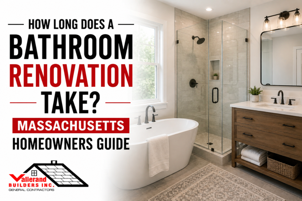 Massachusetts bathroom remodeling project with modern shower, tub, and vanity